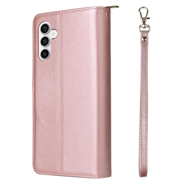 For Galaxy S25 FE 5G 9-Card Slots Zipper Wallet Bag Leather Phone Case