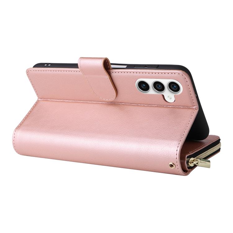 For Galaxy S25 FE 5G 9-Card Slots Zipper Wallet Bag Leather Phone Case