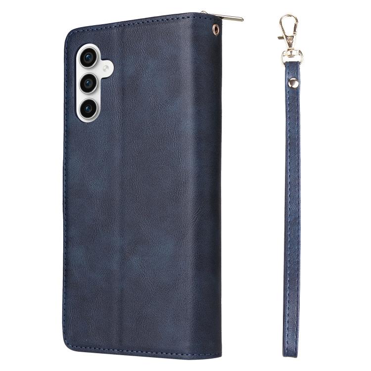For Galaxy S25 FE 5G 9-Card Slots Zipper Wallet Bag Leather Phone Case