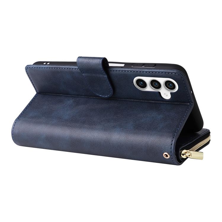 For Galaxy S25 FE 5G 9-Card Slots Zipper Wallet Bag Leather Phone Case