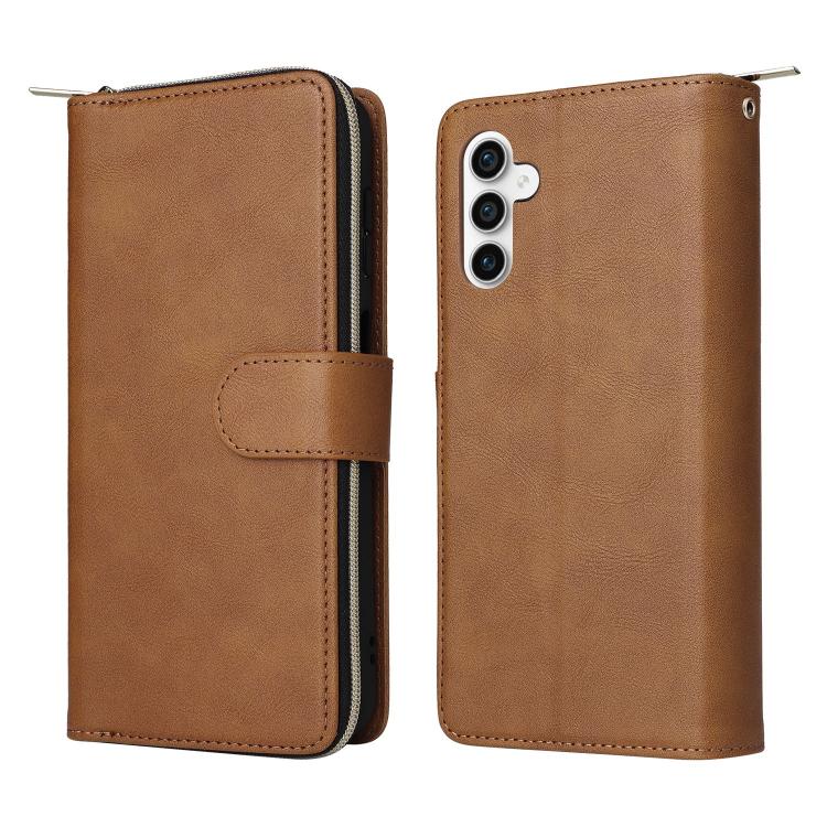 For Galaxy S25 FE 5G 9-Card Slots Zipper Wallet Bag Leather Phone Case