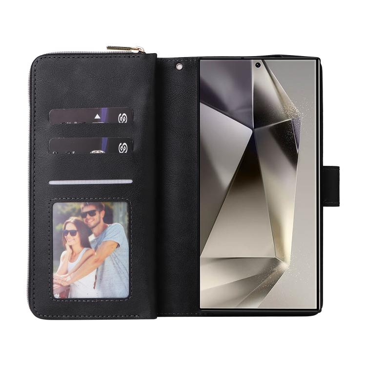 For Galaxy S26 Ultra 5G 9-Card Slots Zipper Wallet Bag Leather Phone Case