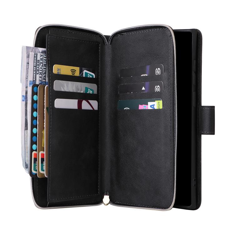 For Galaxy S26 Ultra 5G 9-Card Slots Zipper Wallet Bag Leather Phone Case