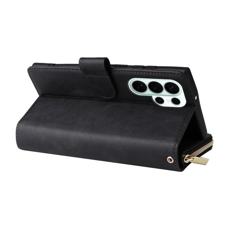 For Galaxy S26 Ultra 5G 9-Card Slots Zipper Wallet Bag Leather Phone Case