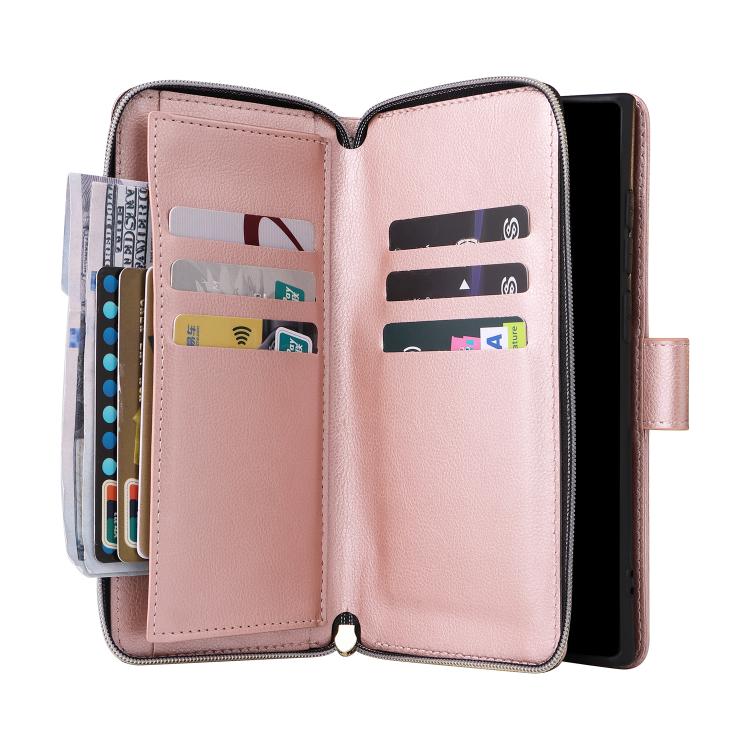 For Galaxy S26 Ultra 5G 9-Card Slots Zipper Wallet Bag Leather Phone Case