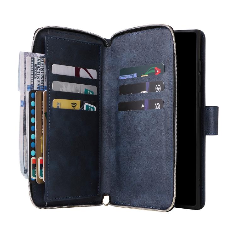 For Galaxy S26 Ultra 5G 9-Card Slots Zipper Wallet Bag Leather Phone Case