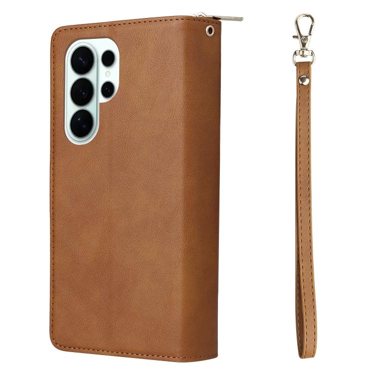For Galaxy S26 Ultra 5G 9-Card Slots Zipper Wallet Bag Leather Phone Case