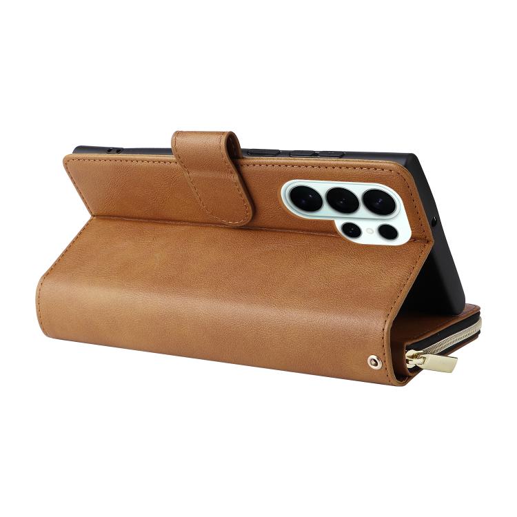 For Galaxy S26 Ultra 5G 9-Card Slots Zipper Wallet Bag Leather Phone Case