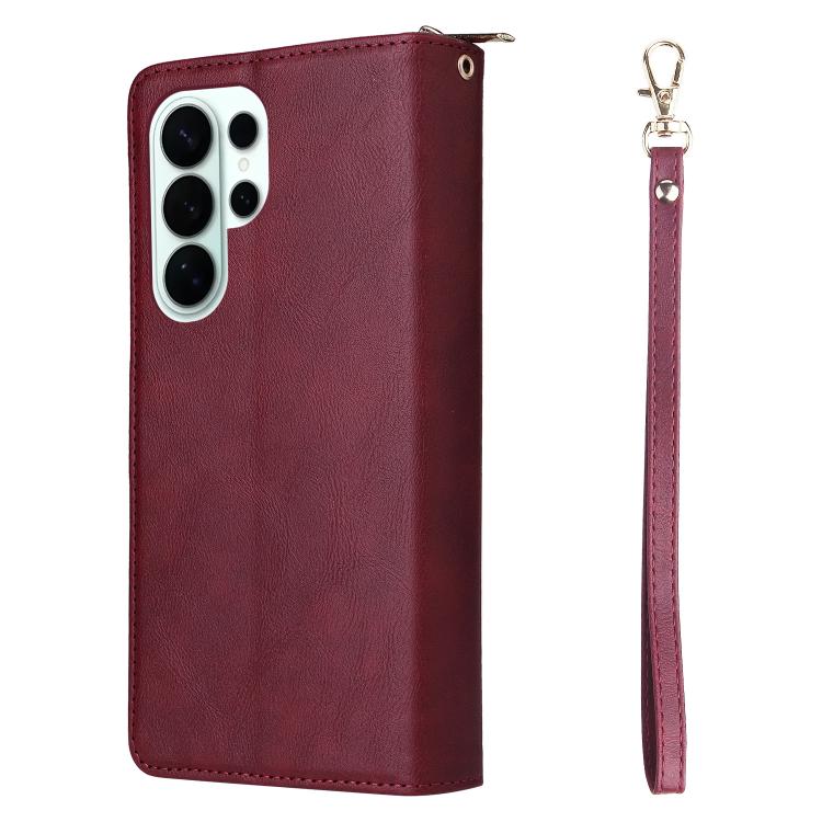 For Galaxy S26 Ultra 5G 9-Card Slots Zipper Wallet Bag Leather Phone Case