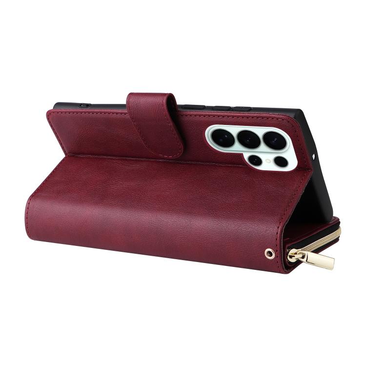 For Galaxy S26 Ultra 5G 9-Card Slots Zipper Wallet Bag Leather Phone Case