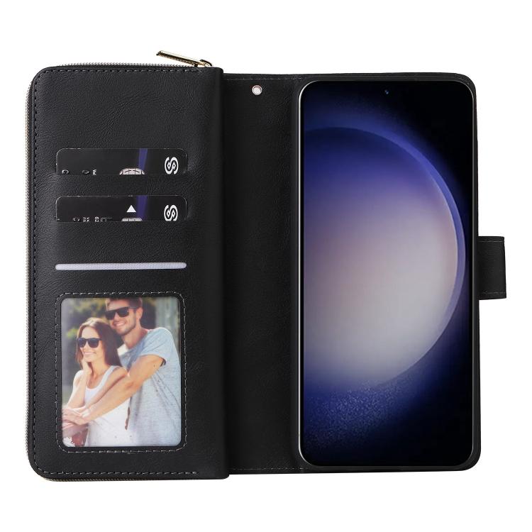 For Galaxy S26 5G 9-Card Slots Zipper Wallet Bag Leather Phone Case