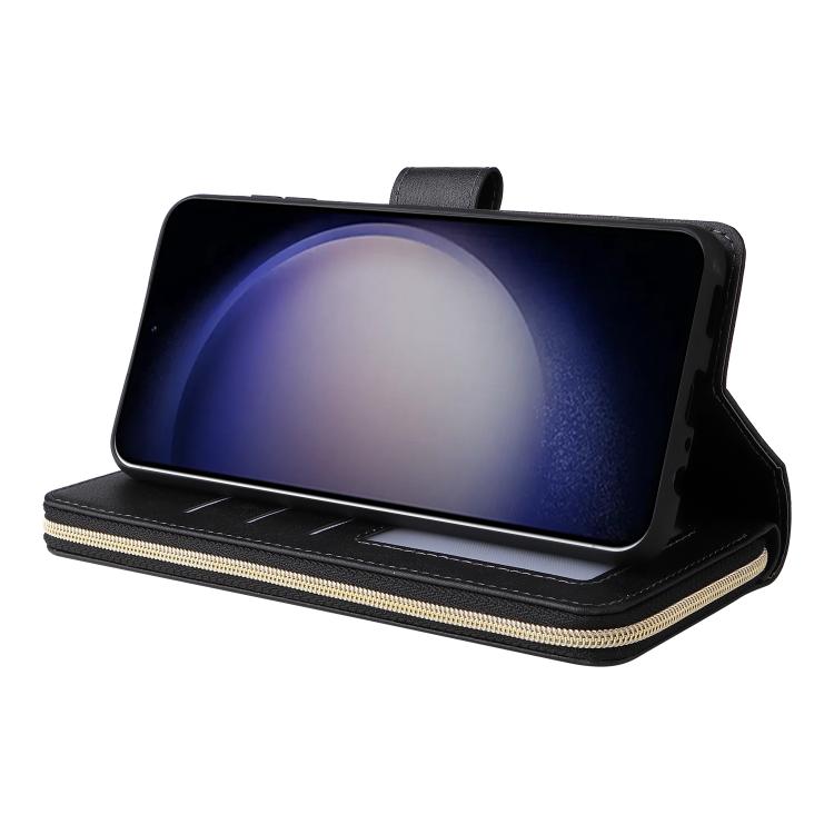 For Galaxy S26 5G 9-Card Slots Zipper Wallet Bag Leather Phone Case
