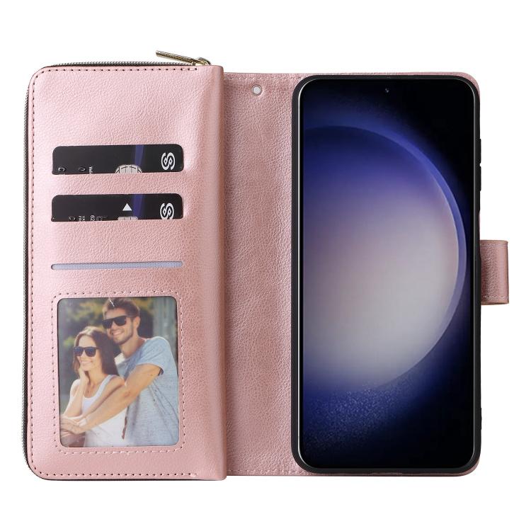 For Galaxy S26 5G 9-Card Slots Zipper Wallet Bag Leather Phone Case