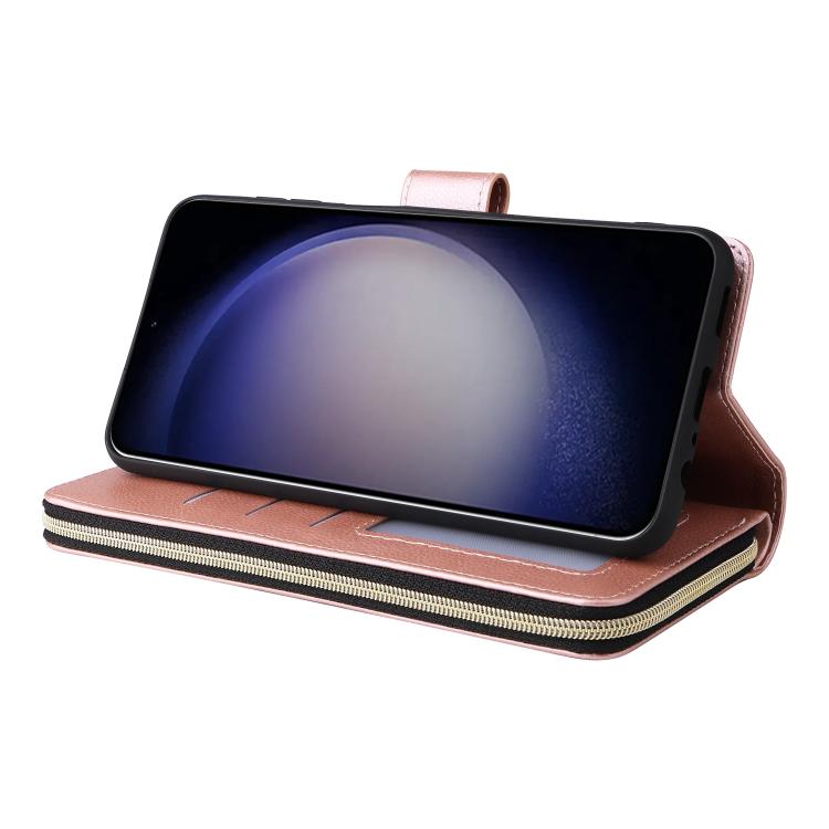 For Galaxy S26 5G 9-Card Slots Zipper Wallet Bag Leather Phone Case