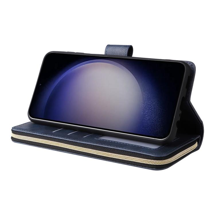 For Galaxy S26 5G 9-Card Slots Zipper Wallet Bag Leather Phone Case