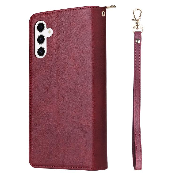 For Galaxy S26 5G 9-Card Slots Zipper Wallet Bag Leather Phone Case