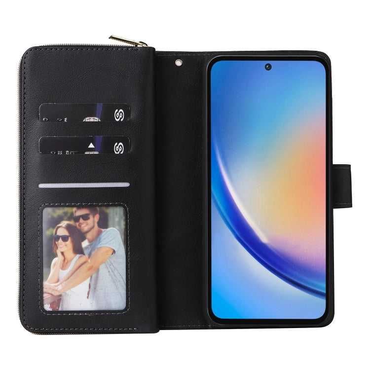 For Galaxy A35 5G 9-Card Slots Zipper Wallet Bag Leather Phone Case