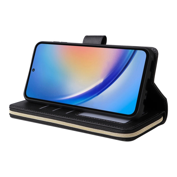 For Galaxy A35 5G 9-Card Slots Zipper Wallet Bag Leather Phone Case