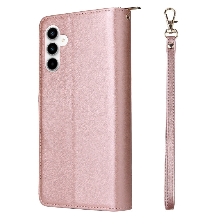 For Galaxy A35 5G 9-Card Slots Zipper Wallet Bag Leather Phone Case