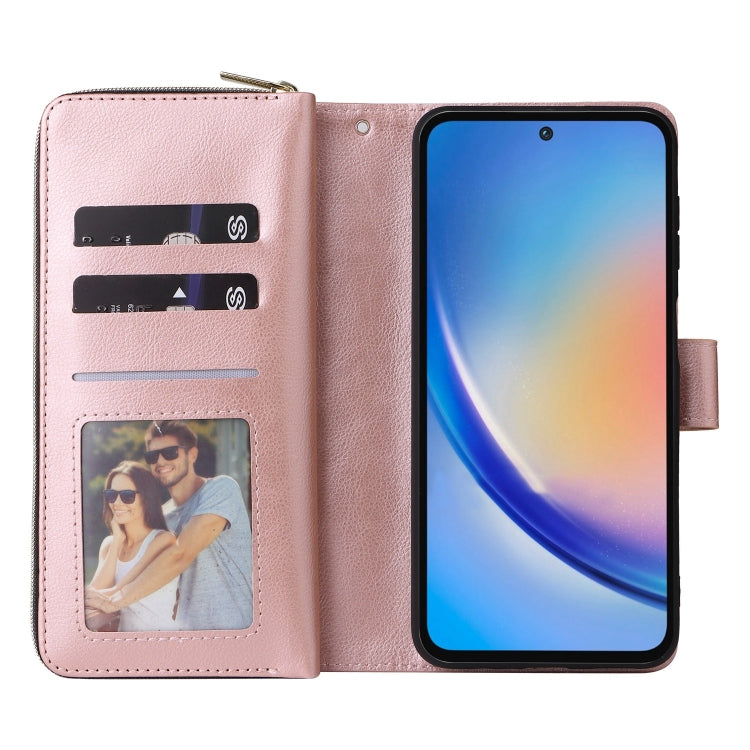 For Galaxy A35 5G 9-Card Slots Zipper Wallet Bag Leather Phone Case