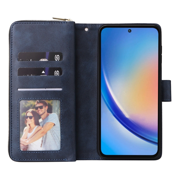 For Galaxy A35 5G 9-Card Slots Zipper Wallet Bag Leather Phone Case