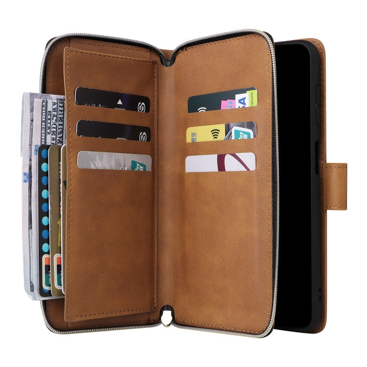 For Galaxy A35 5G 9-Card Slots Zipper Wallet Bag Leather Phone Case