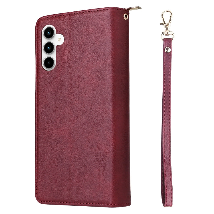 For Galaxy A35 5G 9-Card Slots Zipper Wallet Bag Leather Phone Case