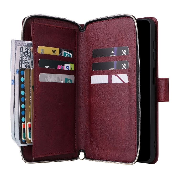 For Galaxy A35 5G 9-Card Slots Zipper Wallet Bag Leather Phone Case