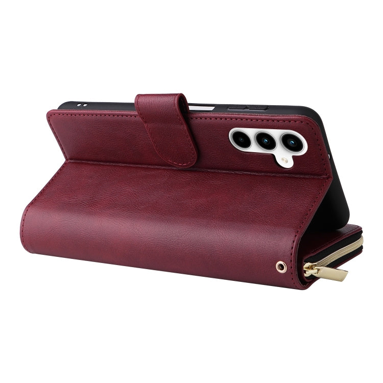 For Galaxy A35 5G 9-Card Slots Zipper Wallet Bag Leather Phone Case