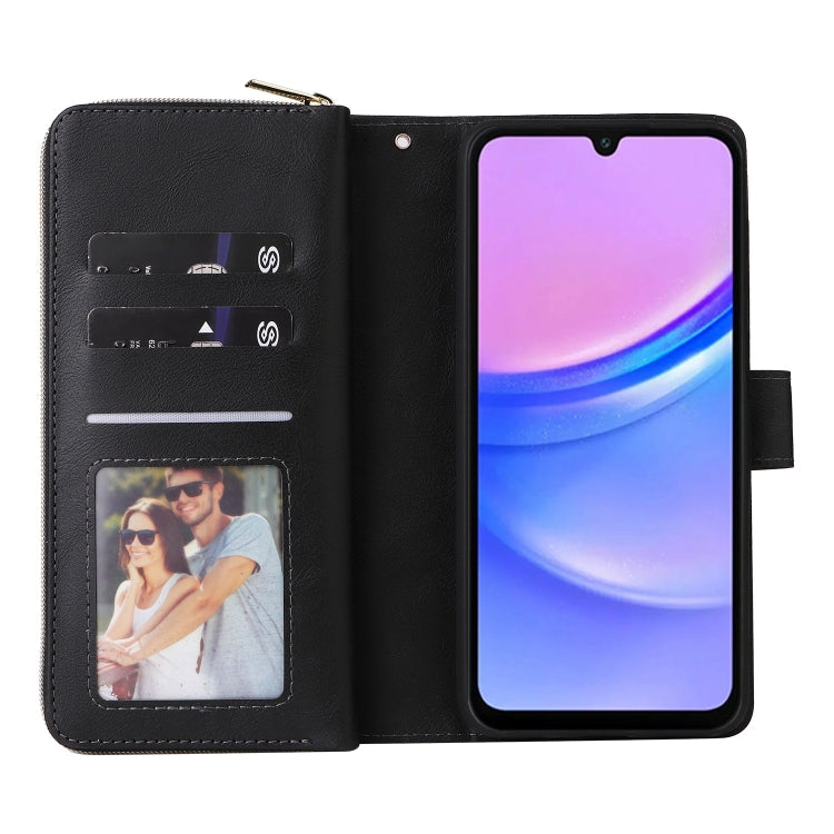 For Galaxy A16 5G 9-Card Slots Zipper Wallet Bag Leather Phone Case