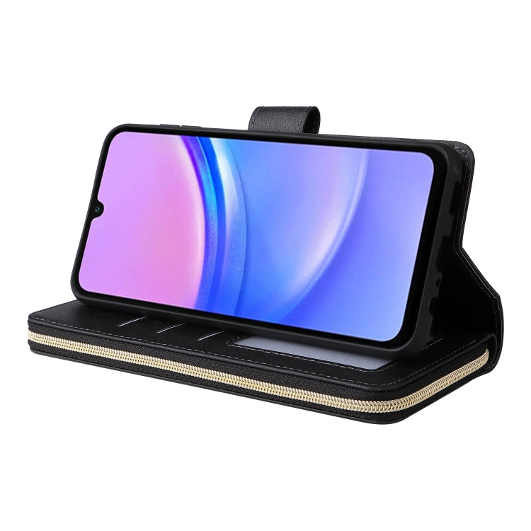 For Galaxy A16 5G 9-Card Slots Zipper Wallet Bag Leather Phone Case