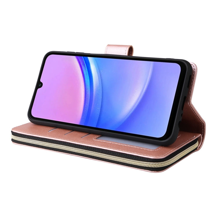 For Galaxy A16 5G 9-Card Slots Zipper Wallet Bag Leather Phone Case