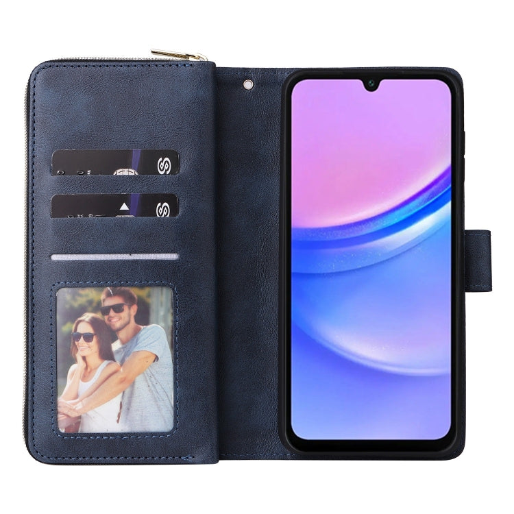For Galaxy A16 5G 9-Card Slots Zipper Wallet Bag Leather Phone Case