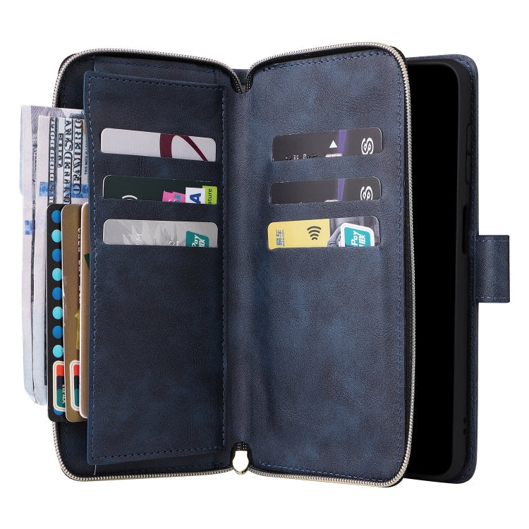 For Galaxy A16 5G 9-Card Slots Zipper Wallet Bag Leather Phone Case