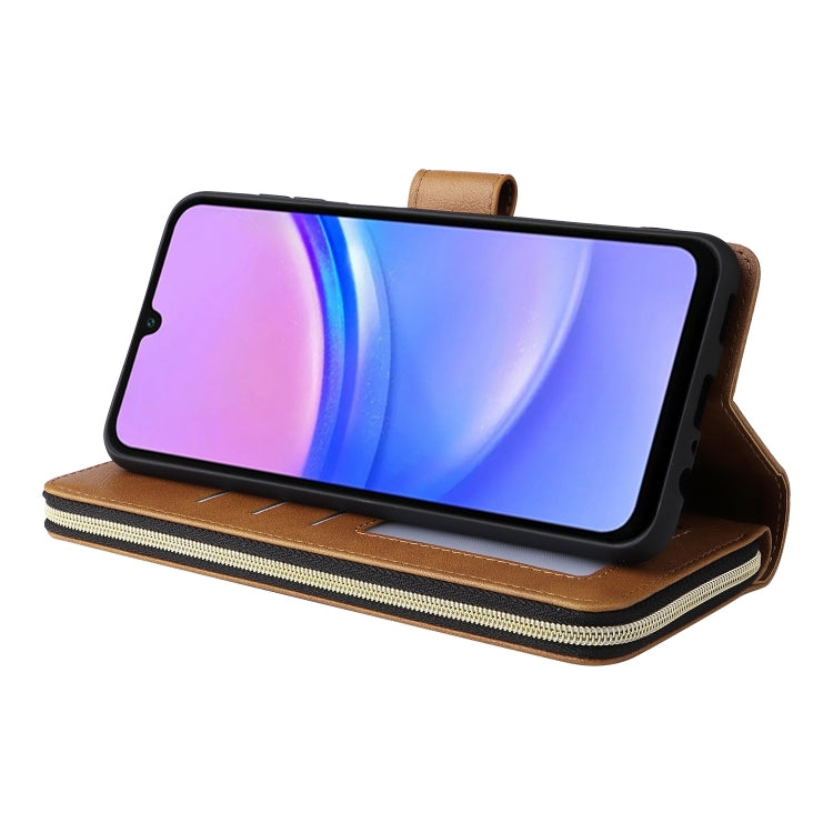 For Galaxy A16 5G 9-Card Slots Zipper Wallet Bag Leather Phone Case