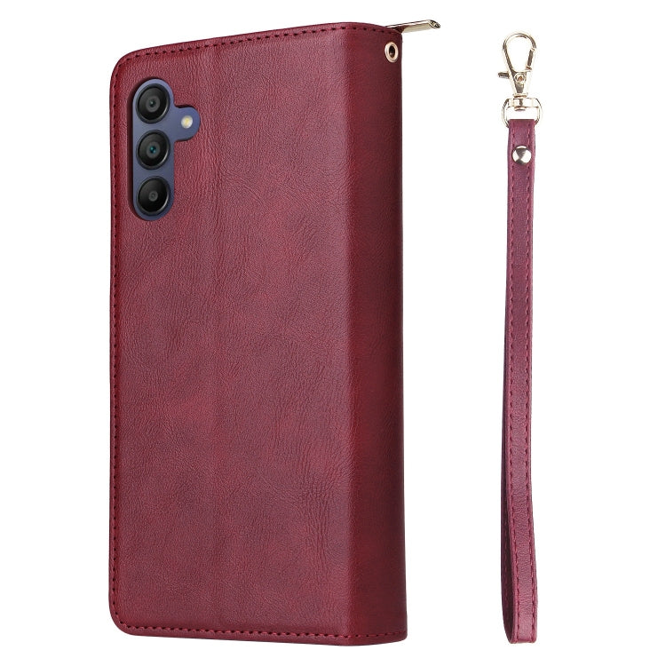 For Galaxy A16 5G 9-Card Slots Zipper Wallet Bag Leather Phone Case