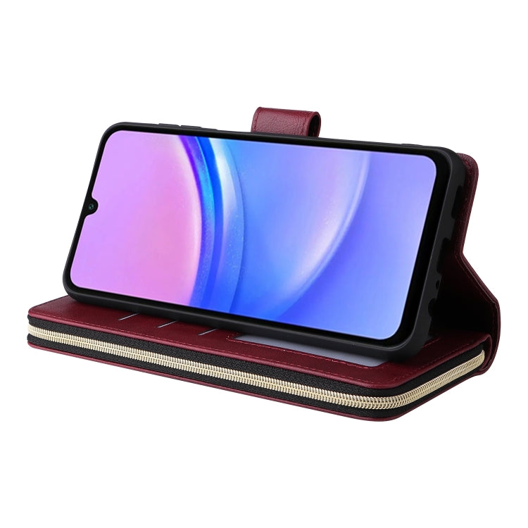 For Galaxy A16 5G 9-Card Slots Zipper Wallet Bag Leather Phone Case