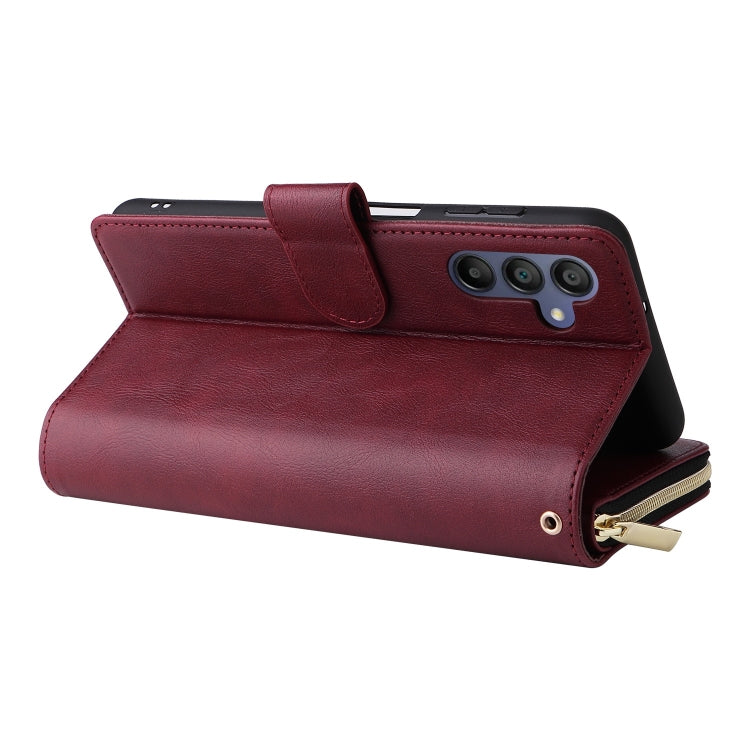 For Galaxy A16 5G 9-Card Slots Zipper Wallet Bag Leather Phone Case