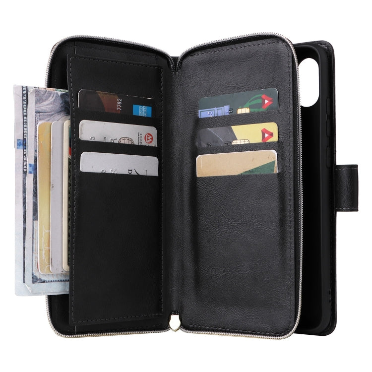 For Galaxy A06 4G / 5G 9-Card Slots Zipper Wallet Bag Leather Phone Case