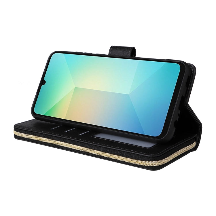 For Galaxy A06 4G / 5G 9-Card Slots Zipper Wallet Bag Leather Phone Case