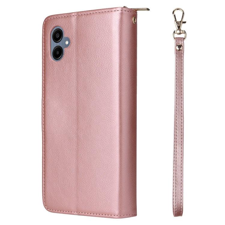 For Galaxy A06 4G / 5G 9-Card Slots Zipper Wallet Bag Leather Phone Case