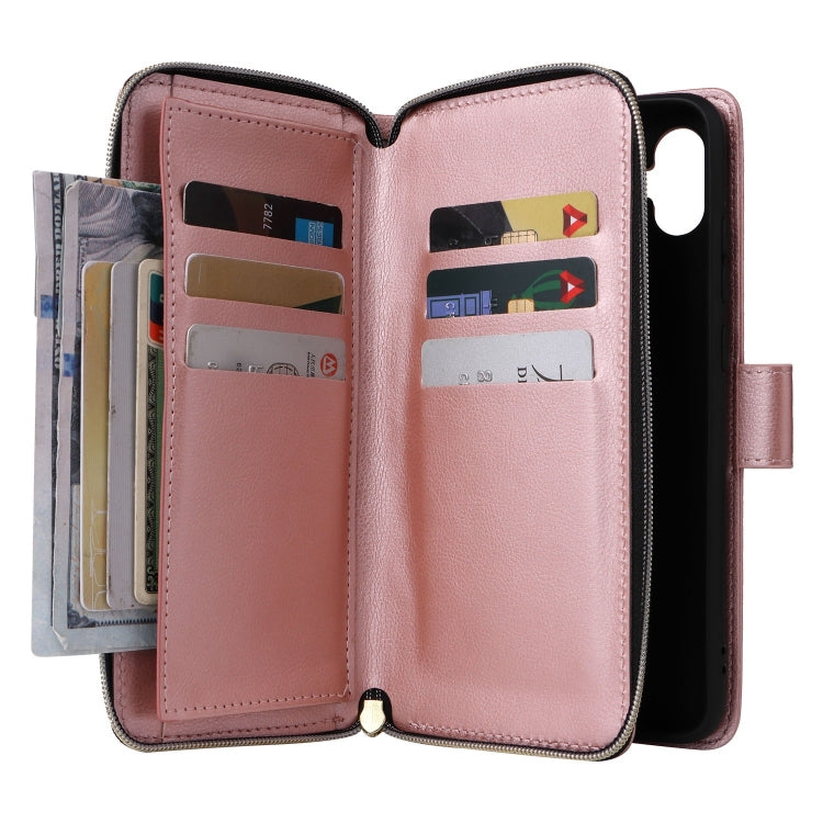 For Galaxy A06 4G / 5G 9-Card Slots Zipper Wallet Bag Leather Phone Case