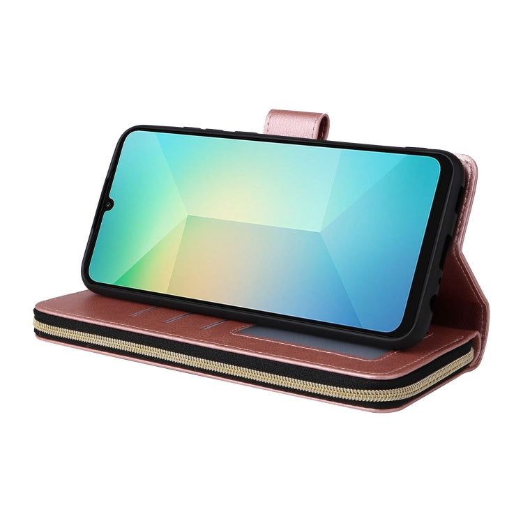 For Galaxy A06 4G / 5G 9-Card Slots Zipper Wallet Bag Leather Phone Case