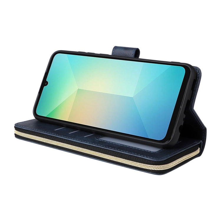For Galaxy A06 4G / 5G 9-Card Slots Zipper Wallet Bag Leather Phone Case