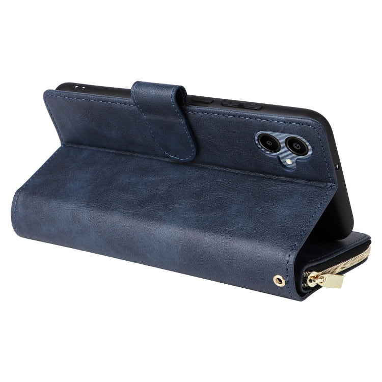 For Galaxy A06 4G / 5G 9-Card Slots Zipper Wallet Bag Leather Phone Case