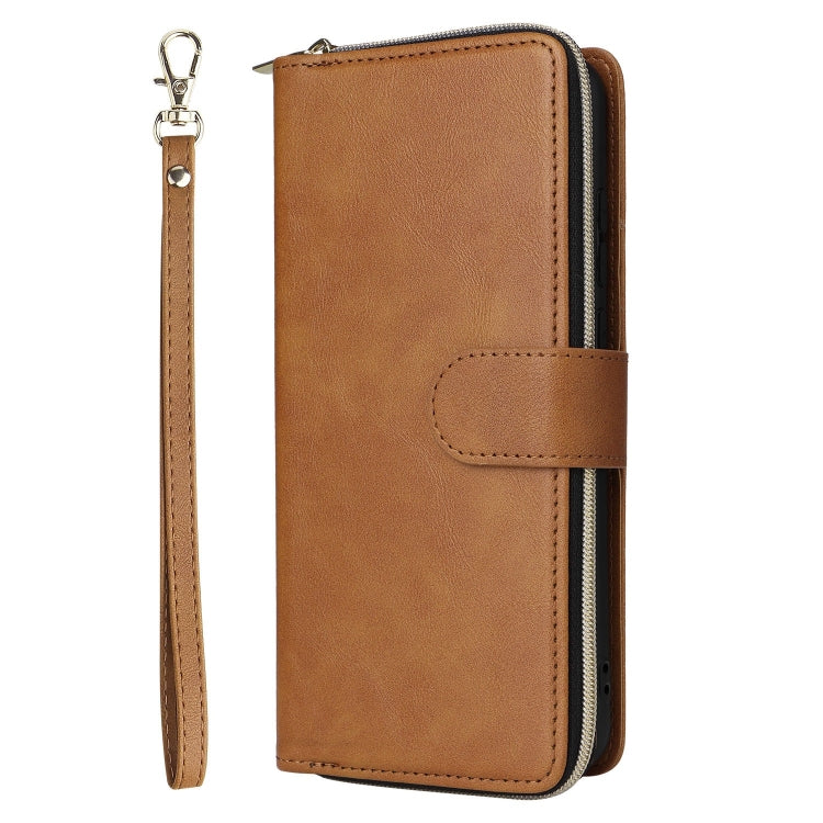 For Galaxy A06 4G / 5G 9-Card Slots Zipper Wallet Bag Leather Phone Case