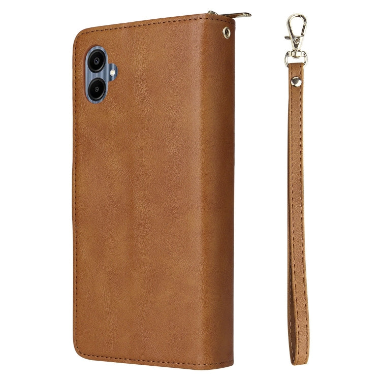 For Galaxy A06 4G / 5G 9-Card Slots Zipper Wallet Bag Leather Phone Case