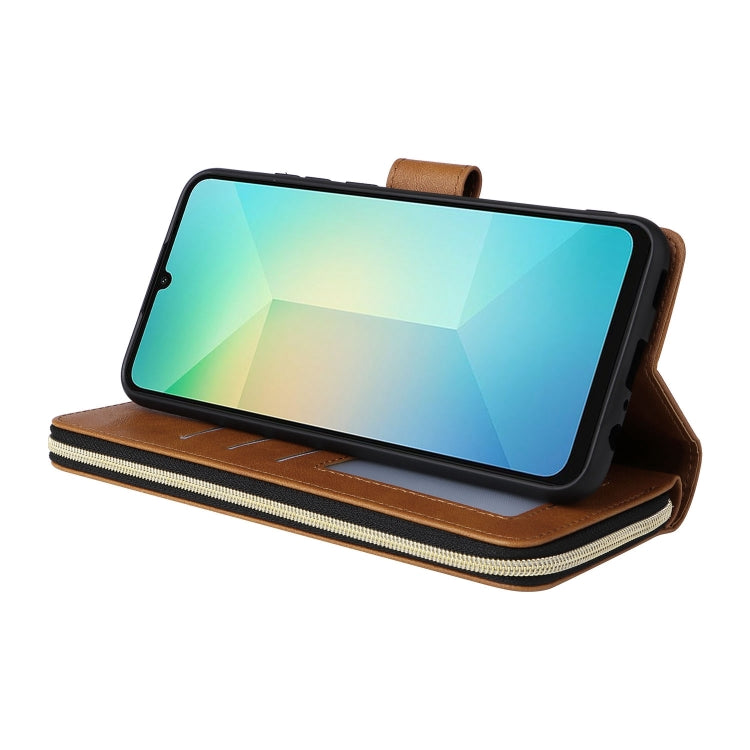 For Galaxy A06 4G / 5G 9-Card Slots Zipper Wallet Bag Leather Phone Case