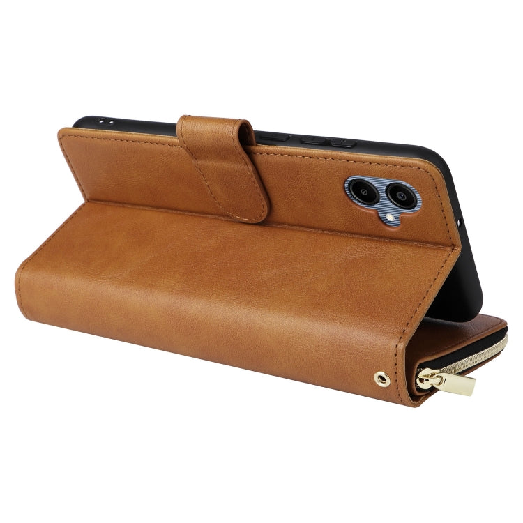 For Galaxy A06 4G / 5G 9-Card Slots Zipper Wallet Bag Leather Phone Case