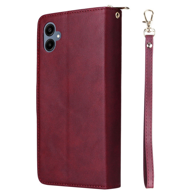 For Galaxy A06 4G / 5G 9-Card Slots Zipper Wallet Bag Leather Phone Case